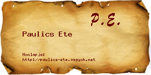 Paulics Ete névjegykártya
